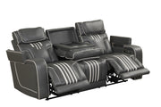 Axiom - Gray Power Recliner Sofa with Power Headrest, Drop-Down Table, Cup Holder, Integrated Bluetooth sound system, Decorative top stitching, Zero Gravity, Storage Armrest and USB Charger - L658-S