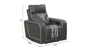Axiom - Gray Power Recliner with Power Headrest, Hidden Integrated Bluetooth sound system, Decorative top stitching, Zero Gravity, Storage Armrest and USB Charger - L658-R