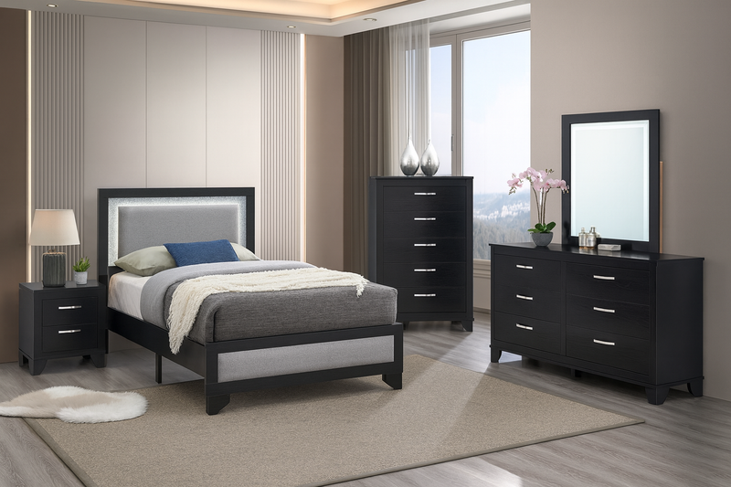 Aya Black  Twin 4 Piece - AYA-BK-T-4PC