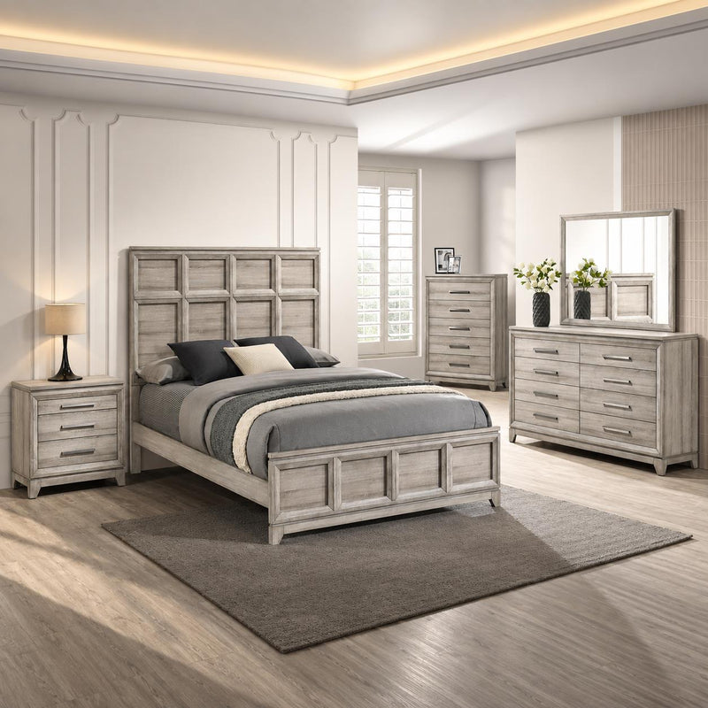 Azteria - Gray King Bed, Dresser, Mirror, Nightstand - B336-KDMN