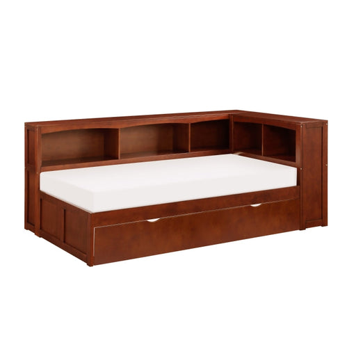 B2013BCDC-1BCR* (4) Twin Bookcase Corner Platform Bed with Twin Trundle - B2013BCDC-1BCR*