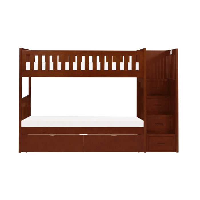 B2013SBDC-1*T (5) Twin/Twin Step Bunk Bed with Storage Boxes - B2013SBDC-1*T