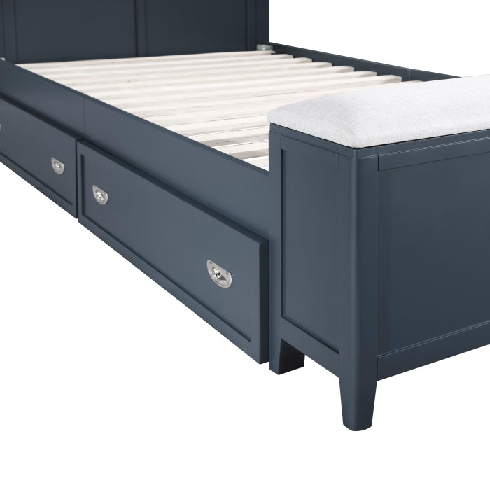B2024BUBC-1* (2) Twin Bookcase Platform Bed with Hidden Desk, Stool and Storage Bench - B2024BUBC-1*