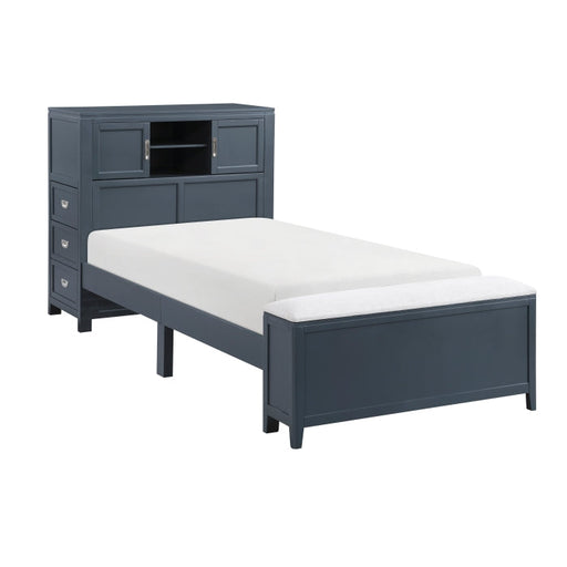B2024BUBC-1* (2) Twin Bookcase Platform Bed with Hidden Desk, Stool and Storage Bench - B2024BUBC-1*