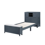 B2024BUBC-1* (2) Twin Bookcase Platform Bed with Hidden Desk, Stool and Storage Bench - B2024BUBC-1*