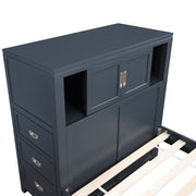 B2024BUBCF-1* (2) Full Bookcase Platform Bed with Hidden Desk, Stool and Storage Bench - B2024BUBCF-1*