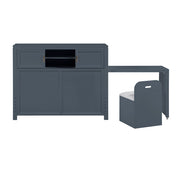 B2024BUBCF-1* (2) Full Bookcase Platform Bed with Hidden Desk, Stool and Storage Bench - B2024BUBCF-1*