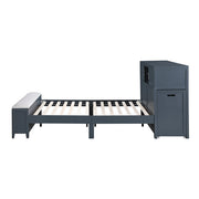 B2024BUBCF-1* (2) Full Bookcase Platform Bed with Hidden Desk, Stool and Storage Bench - B2024BUBCF-1*