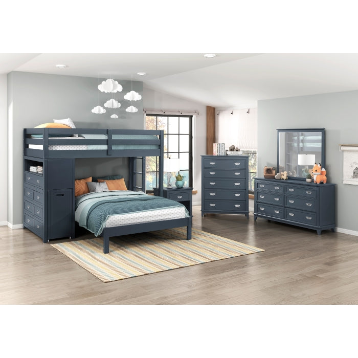 B2024BULTF-1* (6) Twin/Full Loft Bunk Bed with Chest and Hidden Desk - B2024BULTF-1*