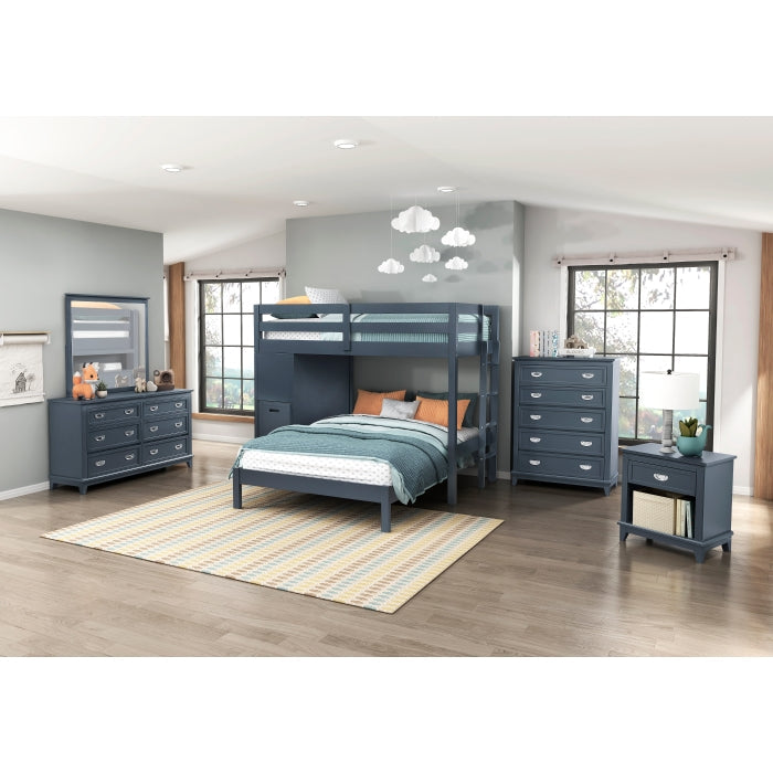B2024BULTF-1* (6) Twin/Full Loft Bunk Bed with Chest and Hidden Desk - B2024BULTF-1*