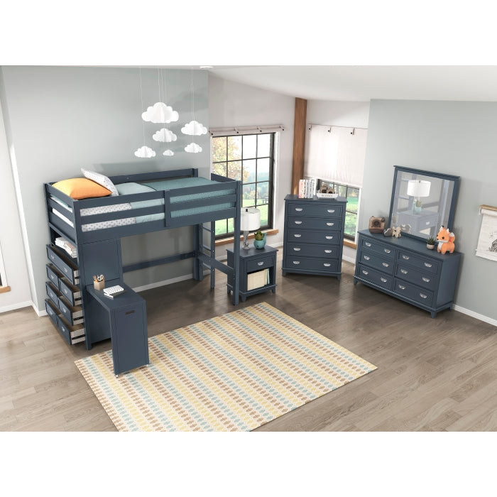 B2024BULTF-1* (6) Twin/Full Loft Bunk Bed with Chest and Hidden Desk - B2024BULTF-1*