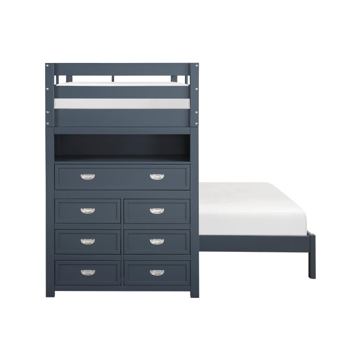 B2024BULTF-1* (6) Twin/Full Loft Bunk Bed with Chest and Hidden Desk - B2024BULTF-1*