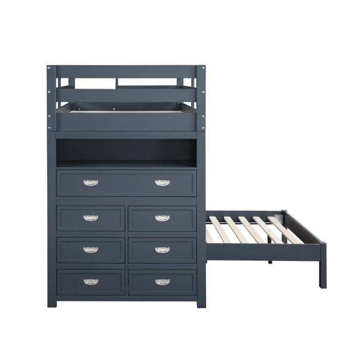 B2024BULTF-1* (6) Twin/Full Loft Bunk Bed with Chest and Hidden Desk - B2024BULTF-1*
