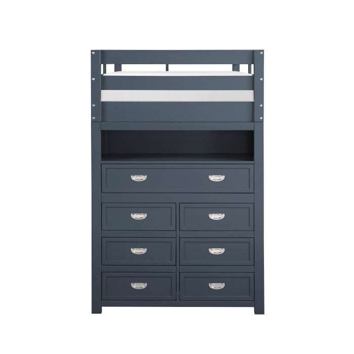 B2024BULTF-1* (6) Twin/Full Loft Bunk Bed with Chest and Hidden Desk - B2024BULTF-1*