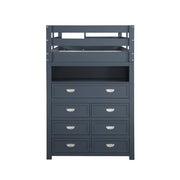 B2024BULTF-1* (6) Twin/Full Loft Bunk Bed with Chest and Hidden Desk - B2024BULTF-1*
