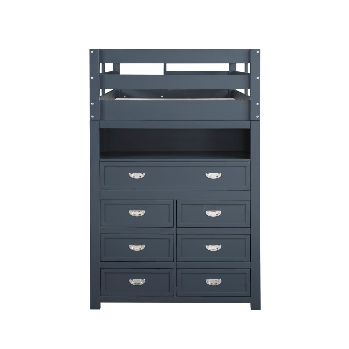 B2024BULTF-1* (6) Twin/Full Loft Bunk Bed with Chest and Hidden Desk - B2024BULTF-1*
