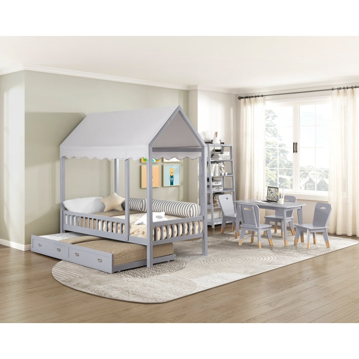 B2024GY-5P 5-Piece Pack Children Table and Chairs Set - B2024GY-5P