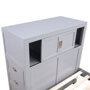 B2024GYBCF-1* (2) Full Bookcase Platform Bed with Hidden Desk, Stool and Storage Bench - B2024GYBCF-1*