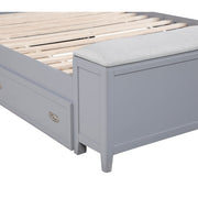 B2024GYBCF-1* (2) Full Bookcase Platform Bed with Hidden Desk, Stool and Storage Bench - B2024GYBCF-1*
