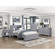 B2024GYBCF-1* (2) Full Bookcase Platform Bed with Hidden Desk, Stool and Storage Bench - B2024GYBCF-1*