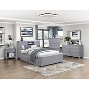 B2024GYBCF-1* (2) Full Bookcase Platform Bed with Hidden Desk, Stool and Storage Bench - B2024GYBCF-1*