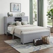 B2024GYBCF-1* (2) Full Bookcase Platform Bed with Hidden Desk, Stool and Storage Bench - B2024GYBCF-1*