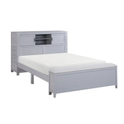 B2024GYBCF-1* (2) Full Bookcase Platform Bed with Hidden Desk, Stool and Storage Bench - B2024GYBCF-1*