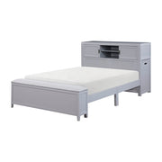 B2024GYBCF-1* (2) Full Bookcase Platform Bed with Hidden Desk, Stool and Storage Bench - B2024GYBCF-1*