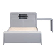 B2024GYBCF-1* (2) Full Bookcase Platform Bed with Hidden Desk, Stool and Storage Bench - B2024GYBCF-1*