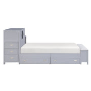 B2024GYBCF-1* (2) Full Bookcase Platform Bed with Hidden Desk, Stool and Storage Bench - B2024GYBCF-1*