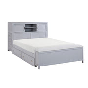 B2024GYBCF-1* (2) Full Bookcase Platform Bed with Hidden Desk, Stool and Storage Bench - B2024GYBCF-1*