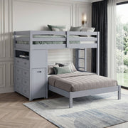B2024GYLTF-1* (6) Twin/Full Loft Bunk Bed with Chest and Hidden Desk - B2024GYLTF-1*