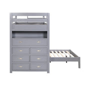 B2024GYLTF-1* (6) Twin/Full Loft Bunk Bed with Chest and Hidden Desk - B2024GYLTF-1*