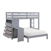 B2024GYLTF-1* (6) Twin/Full Loft Bunk Bed with Chest and Hidden Desk - B2024GYLTF-1*