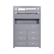 B2024GYLTF-1* (6) Twin/Full Loft Bunk Bed with Chest and Hidden Desk - B2024GYLTF-1*