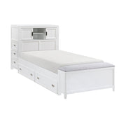B2024WHBC-1* (2) Twin Bookcase Platform Bed with Hidden Desk, Stool and Storage Bench - B2024WHBC-1*