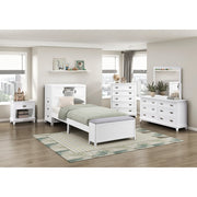 B2024WHBC-1* (2) Twin Bookcase Platform Bed with Hidden Desk, Stool and Storage Bench - B2024WHBC-1*