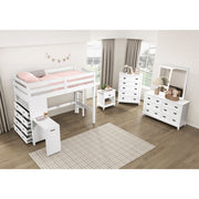 B2024WHLTF-1* (6) Twin/Full Loft Bunk Bed with Chest and Hidden Desk - B2024WHLTF-1*