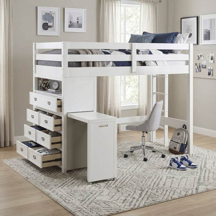 B2024WHLTF-1* (6) Twin/Full Loft Bunk Bed with Chest and Hidden Desk - B2024WHLTF-1*