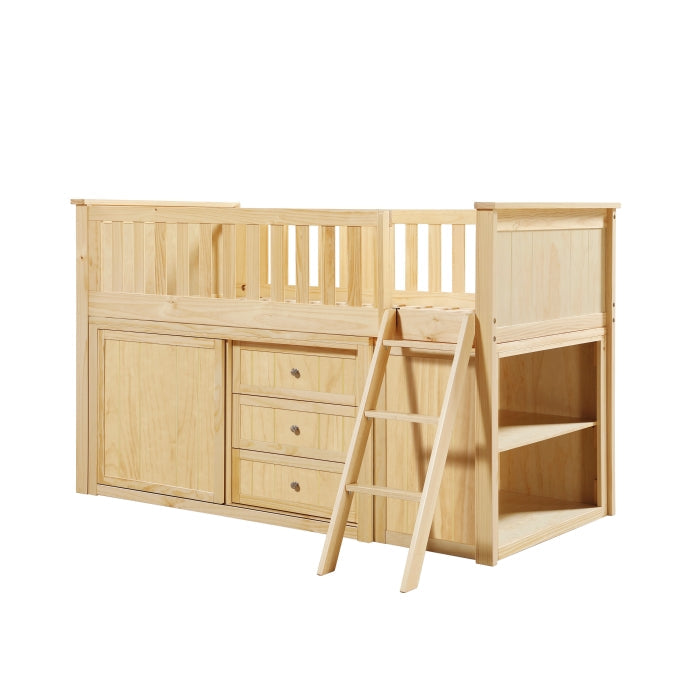 B2043LL-1*BCDR (5) Low Loft Bunk with Bookcase and Dresser - B2043LL-1*BCDR