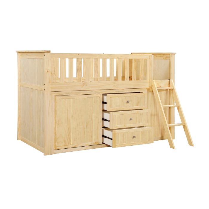 B2043LL-1*BCDR (5) Low Loft Bunk with Bookcase and Dresser - B2043LL-1*BCDR