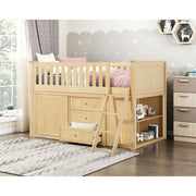 B2043LL-1*BCDR (5) Low Loft Bunk with Bookcase and Dresser - B2043LL-1*BCDR