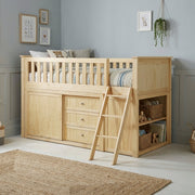 B2043LL-1*BCDR (5) Low Loft Bunk with Bookcase and Dresser - B2043LL-1*BCDR