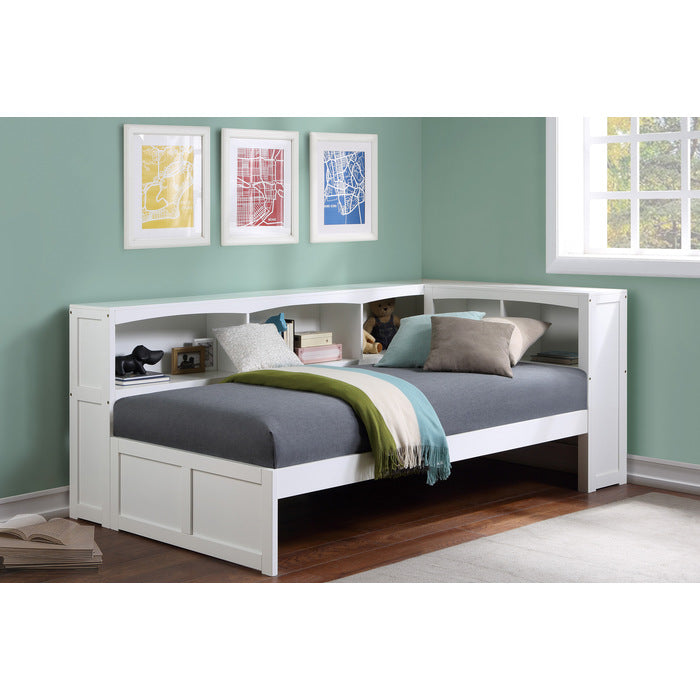 B2053BCW-1BC* (3) Twin Bookcase Corner Platform Bed - B2053BCW-1BC*