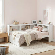 B2053BCW-1BC* (3) Twin Bookcase Corner Platform Bed - B2053BCW-1BC*