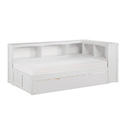 B2053BCW-1BCR* (4) Twin Bookcase Corner Platform Bed with Twin Trundle - B2053BCW-1BCR*