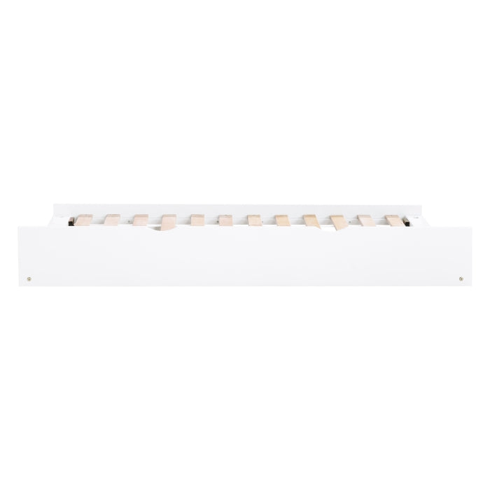 B2053BCW-1BCR* (4) Twin Bookcase Corner Platform Bed with Twin Trundle - B2053BCW-1BCR*