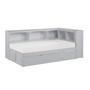 B2063BC-1BCR* (4) Twin Bookcase Corner Platform Bed with Twin Trundle - B2063BC-1BCR*