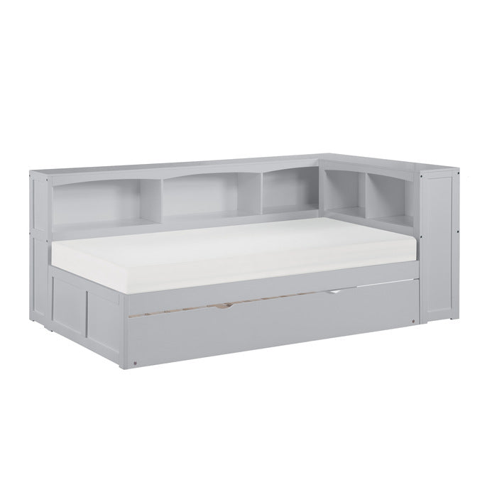 B2063BC-1BCR* (4) Twin Bookcase Corner Platform Bed with Twin Trundle - B2063BC-1BCR*