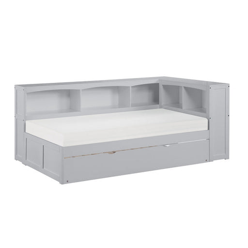 B2063BC-1BCR* (4) Twin Bookcase Corner Platform Bed with Twin Trundle - B2063BC-1BCR*
